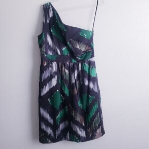 Tibi Mini Silk One Sholder Abstract Dress